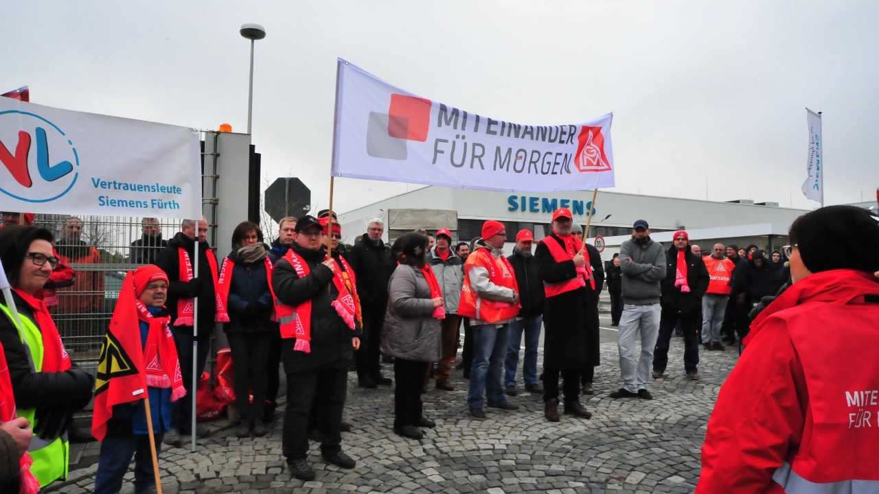 Streik bei Siemens während der Tarifrunde der Metall-und Elektroindustrie 2018.