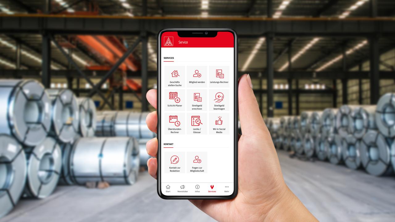 IG Metall-App auf dem Smartphone
